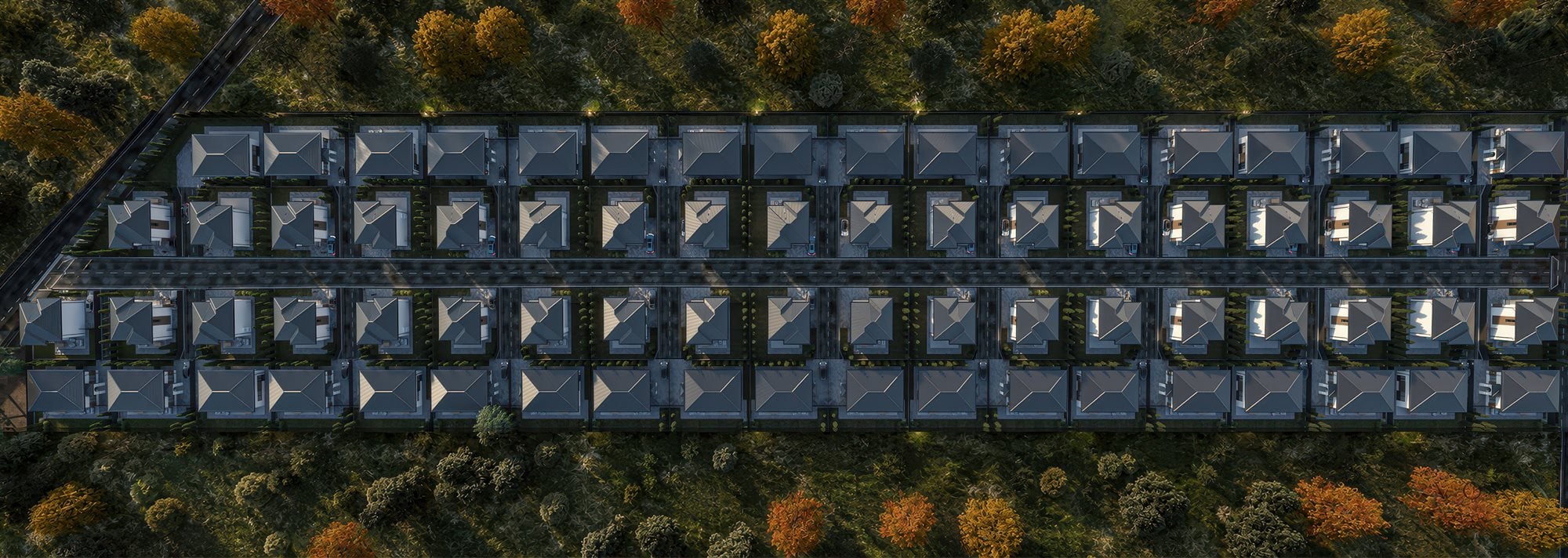 VIVO Residence 1 — masterplan, vedere de sus a cartierului din Tunari